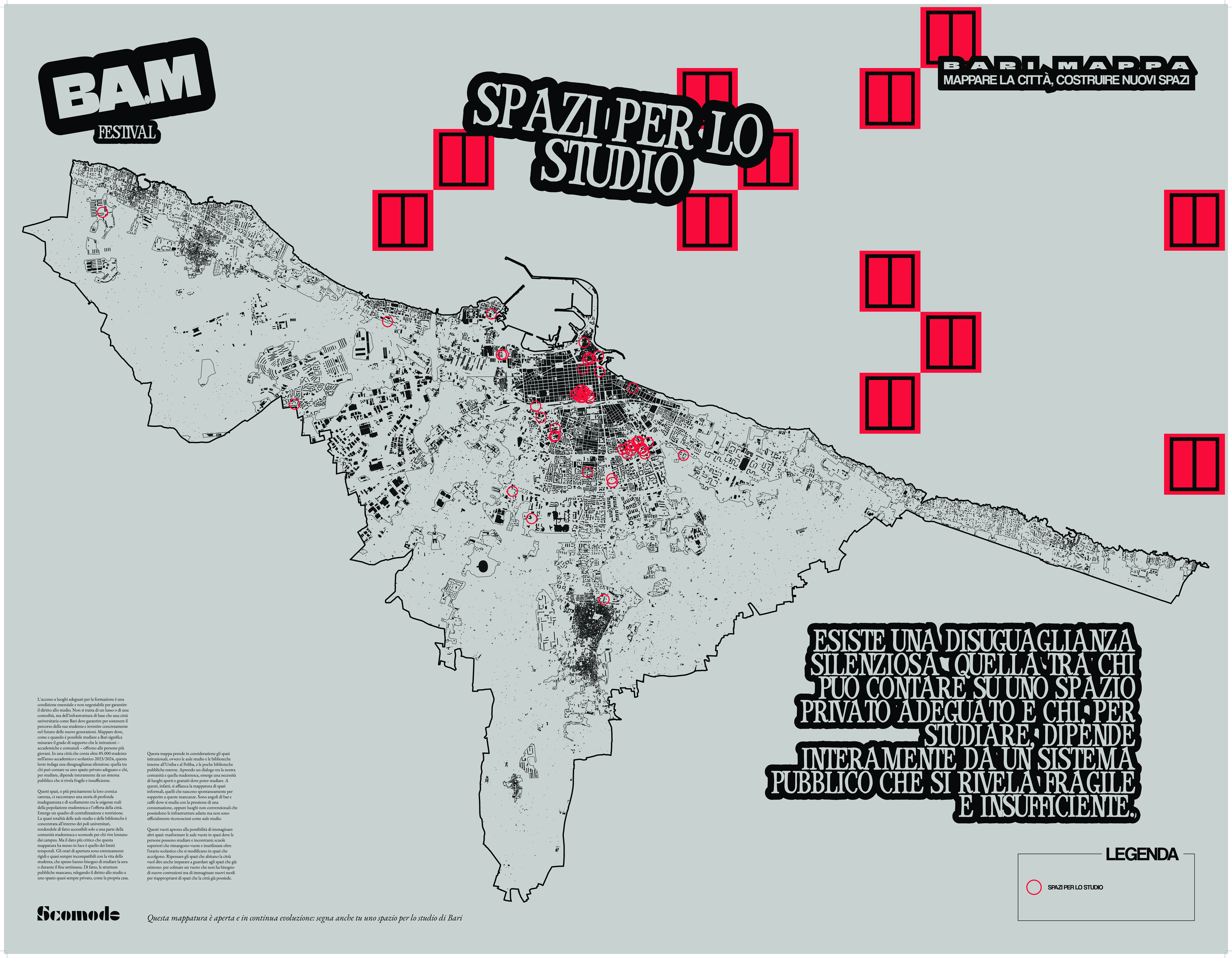 Study Spaces in Bari Map